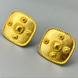 Vintage Byzantine Big & Gold Square Earrings